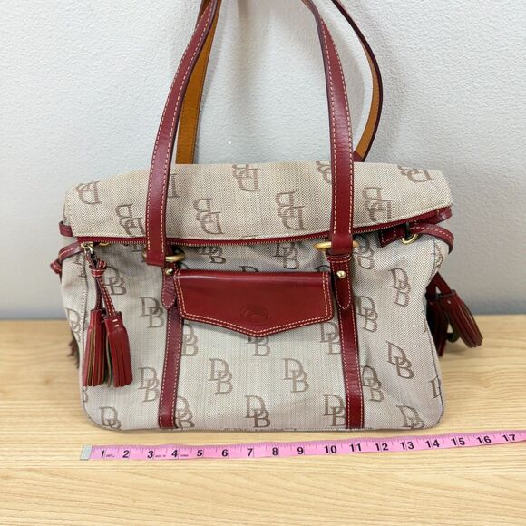 Dooney and Bourke Florentine Jacquard The Smith Bag Large in Red Monogram - Picture 10 of 16